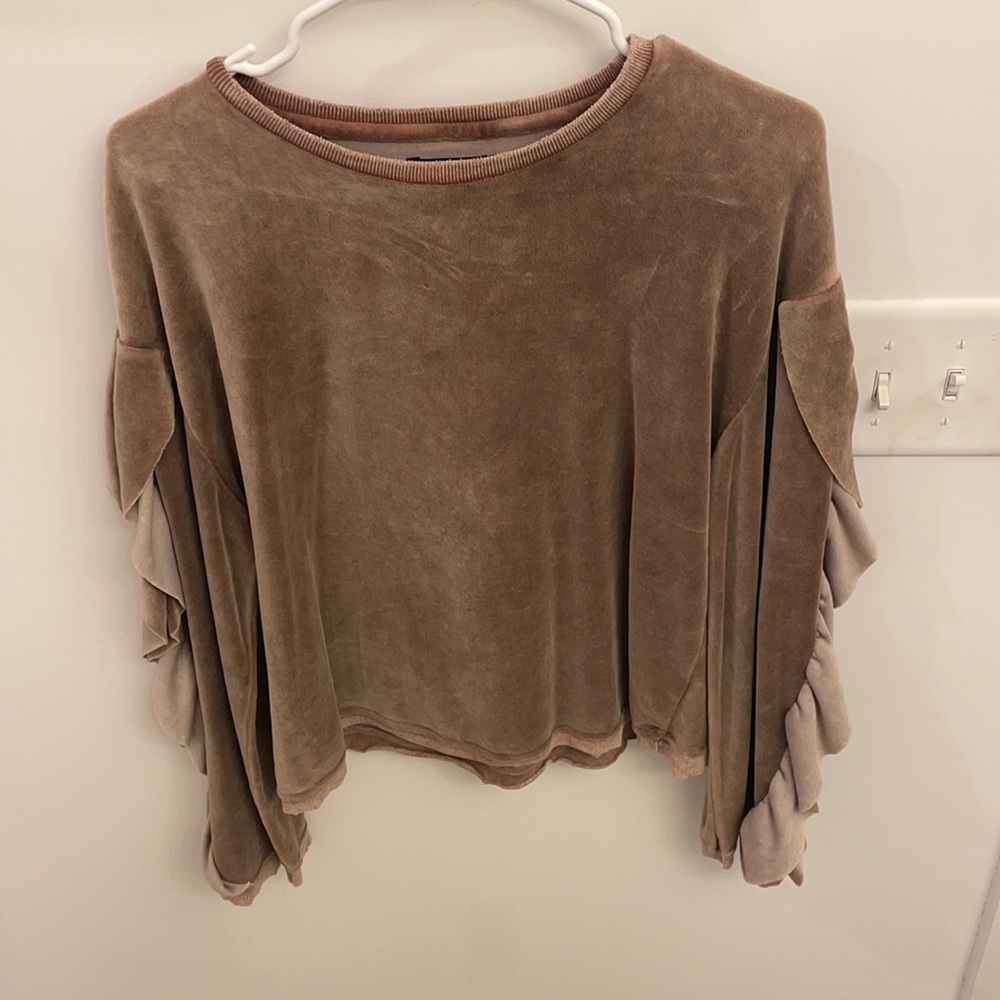 Mustard Seed M suede Top- dark blush